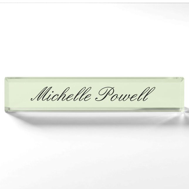 Porte-nom Couleur Pastel Clair Moderne Script Tendance (Devant)