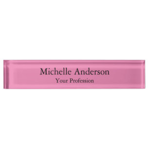 Porte-nom Couleur rose Professionnel Moderne Plain