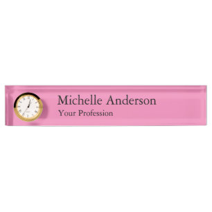 Porte-nom Couleur rose Professionnel Moderne Plain