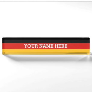 Porte-nom COULEURS ALLEMANDES DE DRAPEAU + votre texte