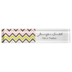 Porte-nom Couleurs aztèques - motif de zigzag chic de