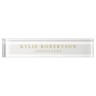 Porte-nom Couleurs Blanc & Or Professionnel Tendance Uni