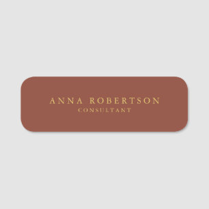 Porte-nom Couleurs Brown or professionnel minimaliste tendan