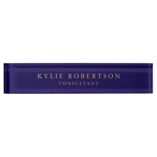 Porte-nom Couleurs d'or bleu foncé professionnel tendance mo