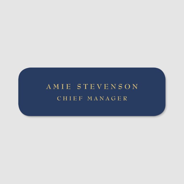 Porte-nom Couleurs d'or bleu Professional Classic Plain (Devant)