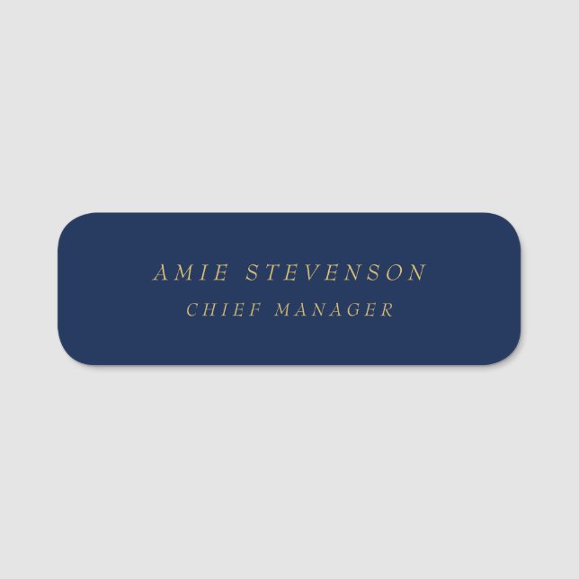 Porte-nom Couleurs d'or bleu Professional Classic Plain (Devant)