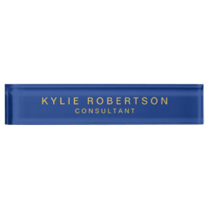 Porte-nom Couleurs d'or bleu professionnel tendance moderne 