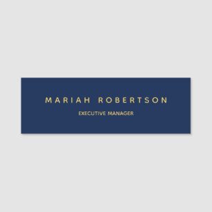 Porte-nom Couleurs d'or bleu professionnel tendance moderne 