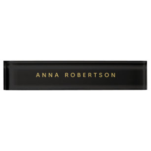 Porte-nom Couleurs d'or noir professionnel minimaliste tenda
