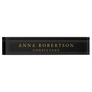 Porte-nom Couleurs d'or noir professionnel minimaliste tenda