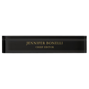 Porte-nom Couleurs d'or noir professionnel tendance moderne 