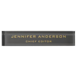 Porte-nom Couleurs Gris & Or Professionnel Moderne Plat