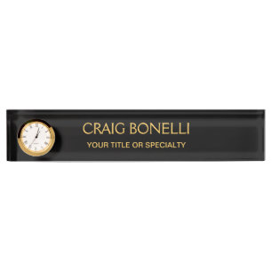 Porte-nom Couleurs noires d'or clair minimaliste moderne