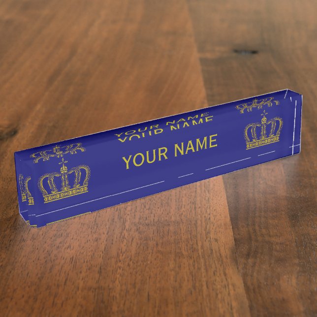 Porte-nom Couronne d'or + votre texte (Taille)
