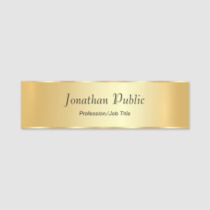 Porte-nom Coutume Gold Look Glamorisant Modèle de script mod