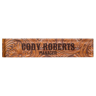 Porte-nom Cowboy Rustique pays occidental à outils en cuir i