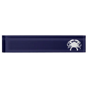 Porte-nom Crabe blanc et bleu marine