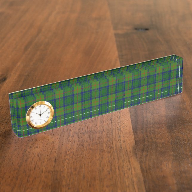 Porte-nom Cranstoun tartan vert bleu plaid (Taille)
