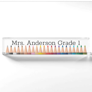 Porte-nom Crayon couleur arc-en-ciel Personnaliser le nom du
