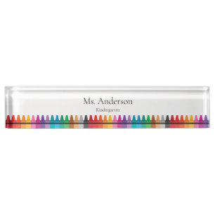 Porte-nom Crayons Arc-en-Ciel Nom de l'enseignant Niveau