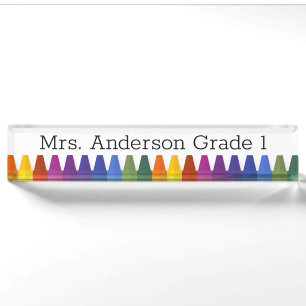 Porte-nom Crayons colorés Personnalisez la plaque de nom du 
