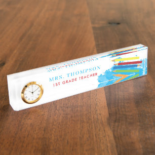 Porte-nom Crayons colorés Professeur personnalisé