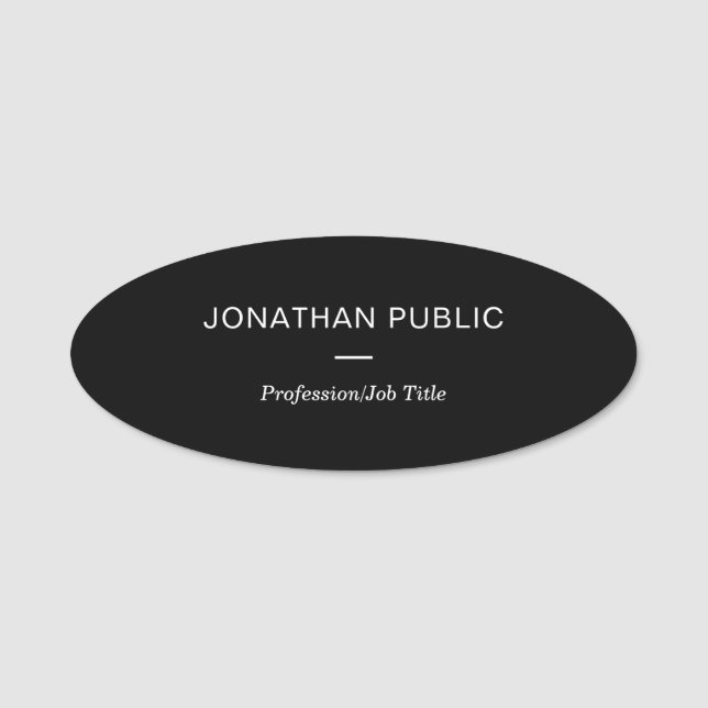 Porte-nom Création Noir Et Blanc Moderne Design Simple (Devant)