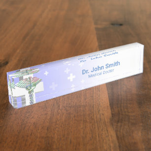 Porte-nom Croix-Blanche de Caduceus Médicale en 3D