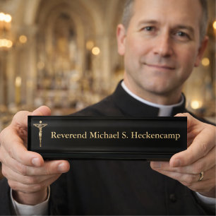 Porte-nom Croix catholique Crucifix Priest de Jésus