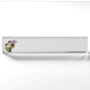 Porte-nom Croix Violette Et Fleurs