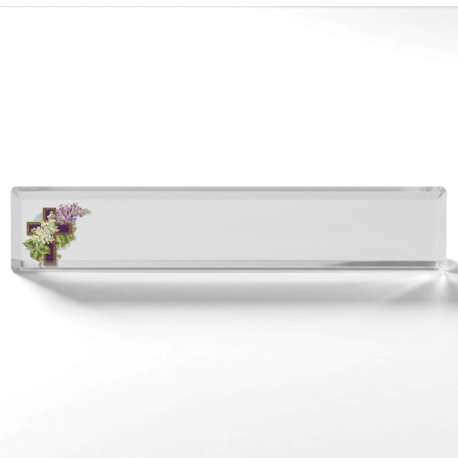 Porte-nom Croix Violette Et Fleurs (Devant)
