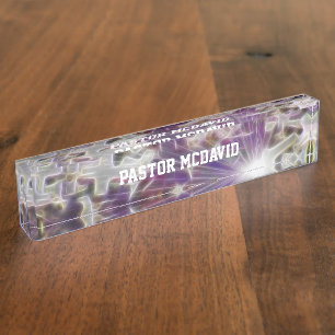 Porte-nom Croix violette et foi