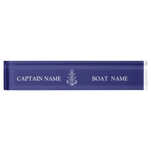 Porte-nom Custom boat captain name navy nautical sailor   (Devant)