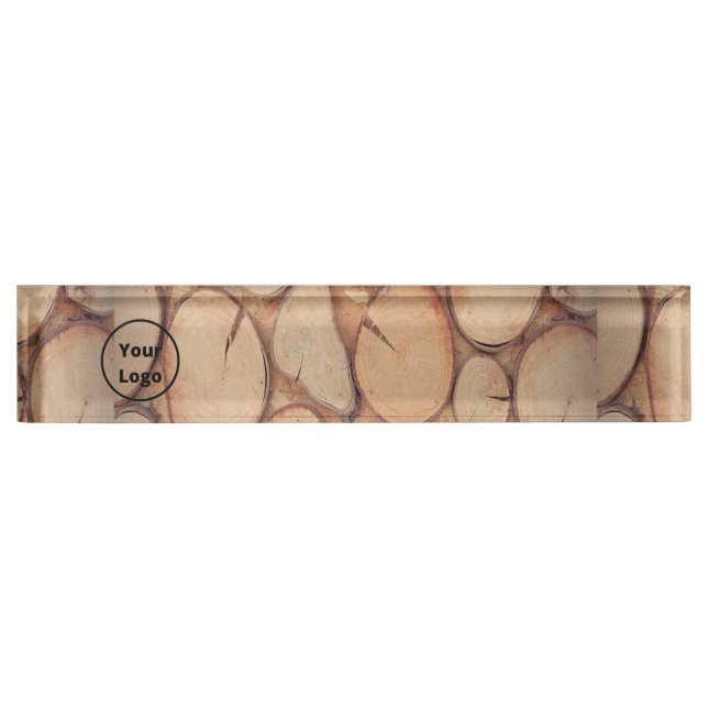 Porte-nom Custom brown tree logs (Devant)