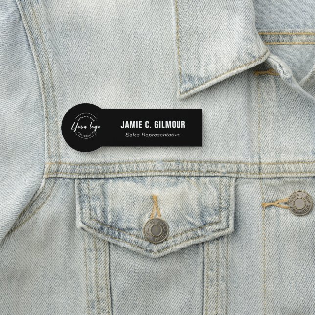 Porte-nom  Custom Business logo Employee Custom black (En situation)