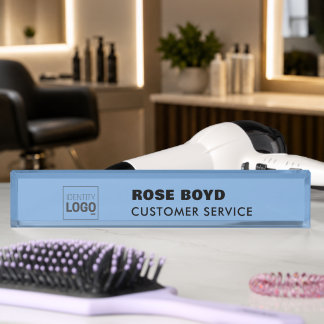 Porte-nom Custom Corporate Business Logo Black Acrylic Desk 