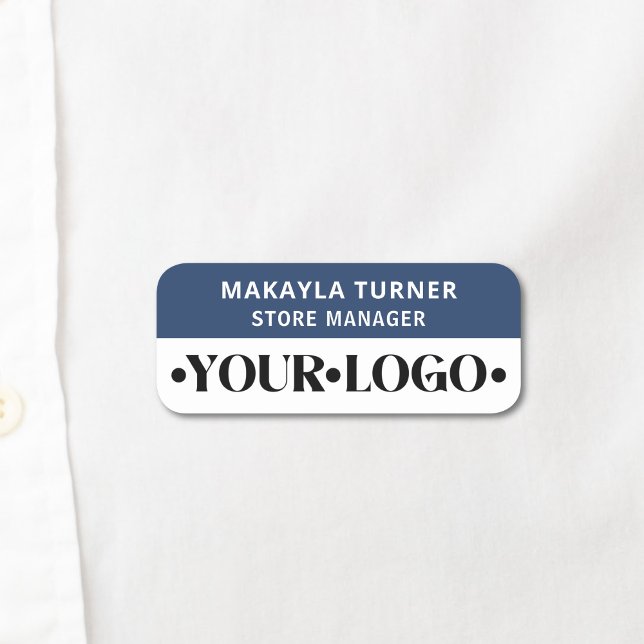 Porte-nom Custom Logo Employee Blue (Créateur téléchargé)