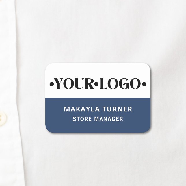 Porte-nom Custom Logo Employee Blue (Créateur téléchargé)