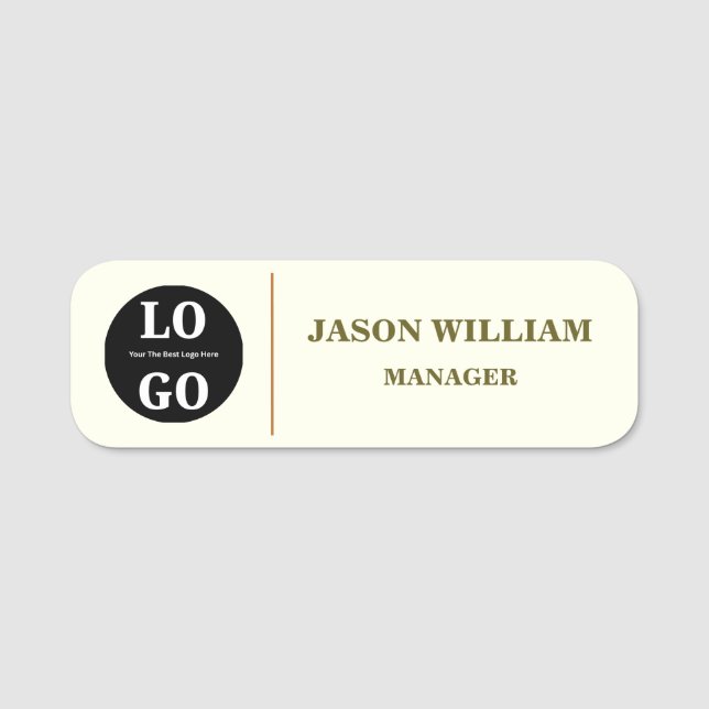 Porte-nom Custom Logo Employee Minimalist Ivory (Devant)