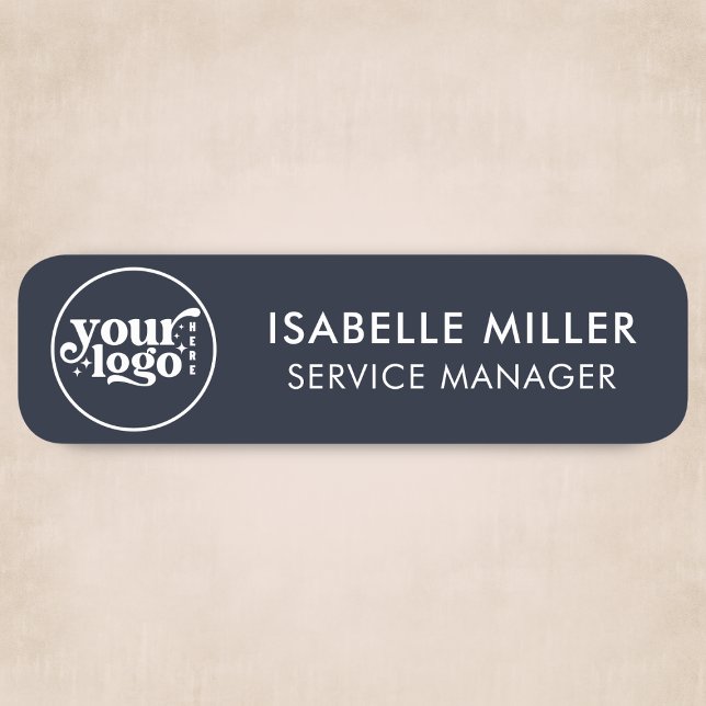 Porte-nom Custom Logo Magnetic Or Safety Pin Navy Small (Custom Logo Magnetic Or Safety Pin Navy Small Name Tag)