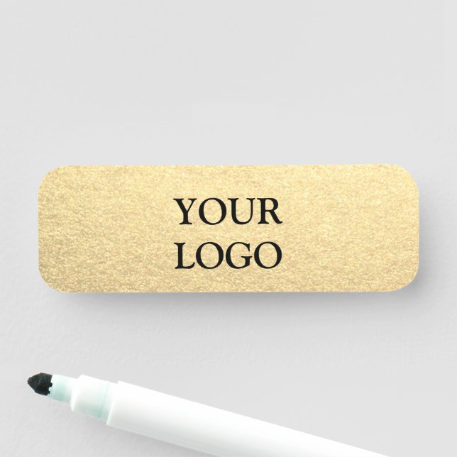 Porte-nom Custom Simple Clean Gold Business Votre logo ici (En situation)