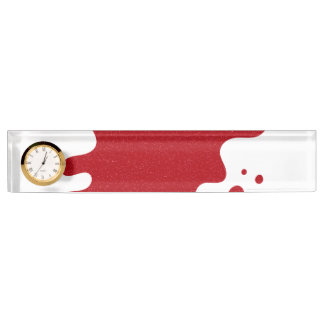 Porte-nom Customizable Desk Clock Nameplate – Red Noise