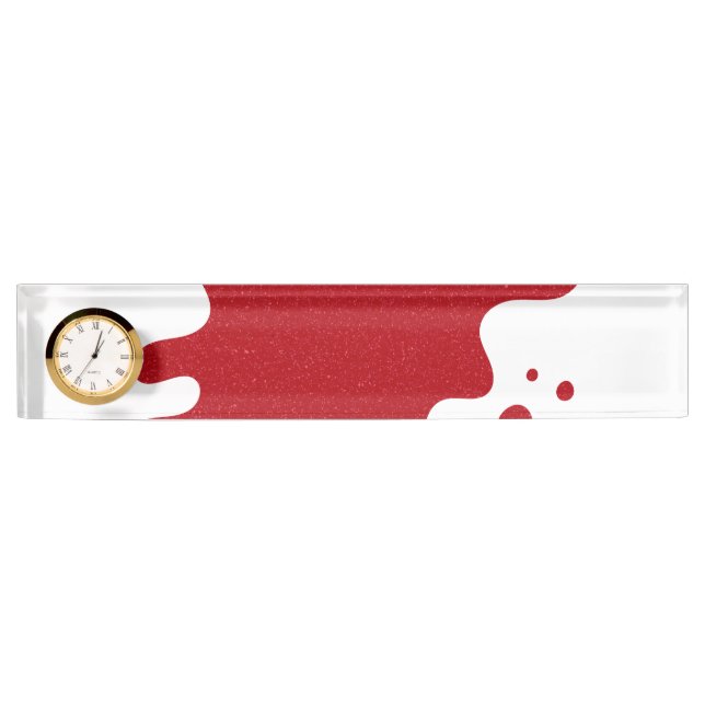 Porte-nom Customizable Desk Clock Nameplate – Red Noise (Devant)