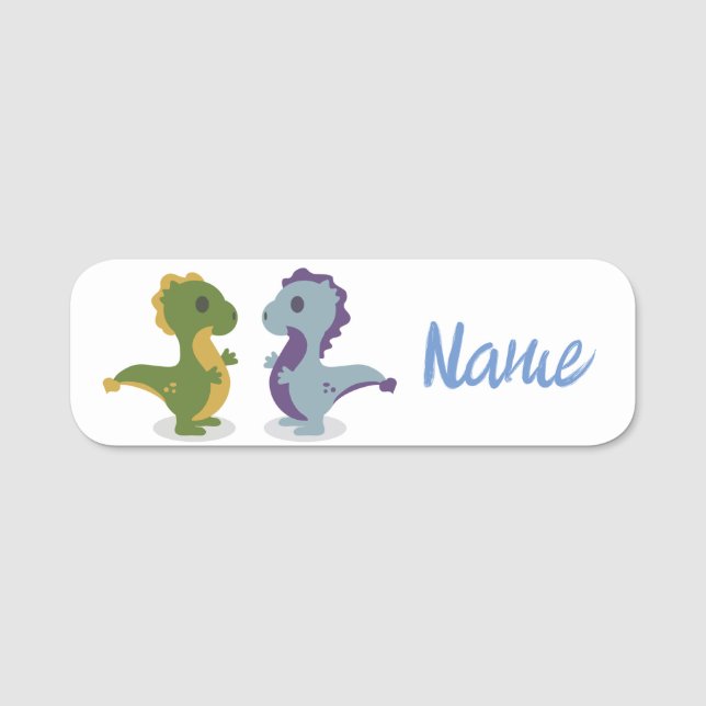 Porte-nom Cute Dinosaur Paire Thunder_Cove (Devant)