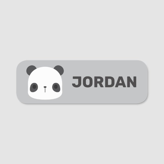 Porte-nom Cute petit ours Panda avec nom personnalisé (Devant)