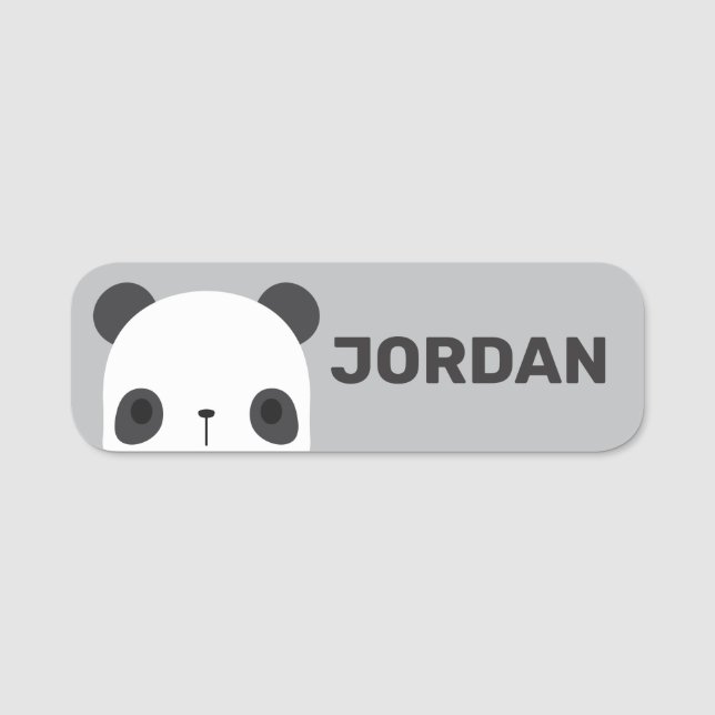 Porte-nom Cute petit ours Panda avec nom personnalisé (Devant)