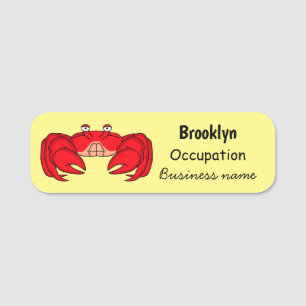Porte-nom Cute red crab cartoon