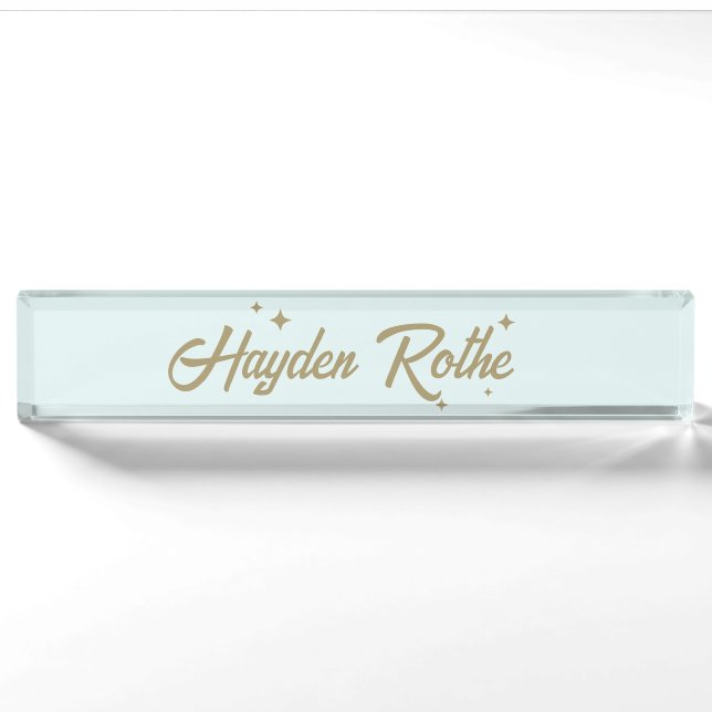 Porte-nom Cute Retro Pastel Blue Enseignant (Devant)