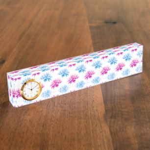 Porte-nom Dahlia Rose, Dahla Bleue, Motif Floral, Fleurs