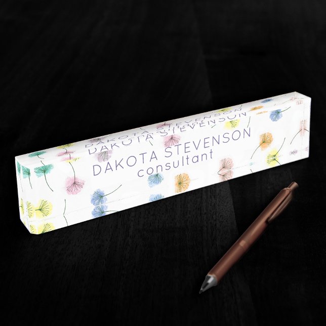 Porte-nom Dansons | Motif floral aquarelle (Créateur téléchargé)